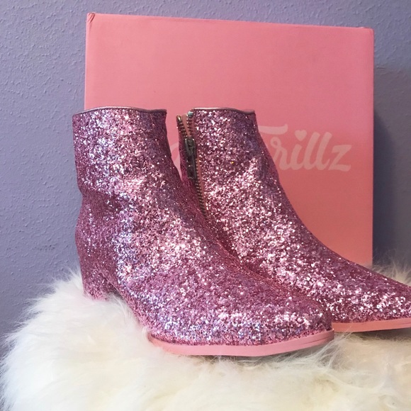 pink glitter booties